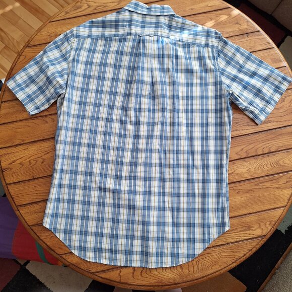 Nautica Men’s Cotton Short Sleeve Button Down Blue and Yellow Plaid Shirt Size L - Picture 8 of 8